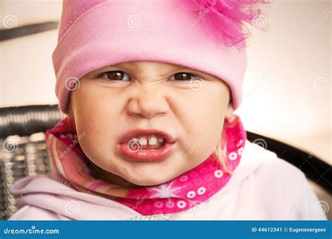 Closeup Portrait Of Funny Angry Baby Girl Stock Photo Image 44612341