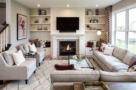 Shiplap fireplace | Family room layout, Sectional living room layout