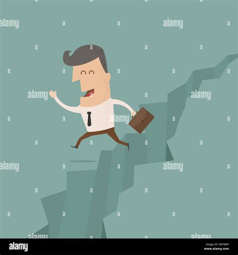 Businessman Jump Through The Gap Stock Vector Image And Art Alamy