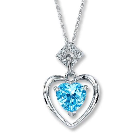 Blue Diamond Heart Necklace Pendant Heart Necklace Diamond Blue