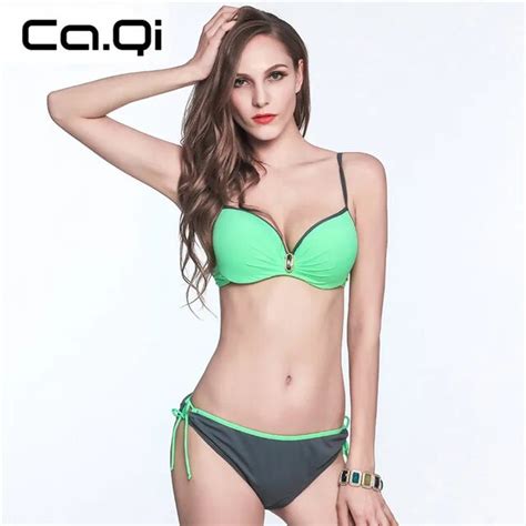 Ca Qi 2 Piece Sexy Bikinis Women Swimsuit Bathing Suits Swim Spell Color Halter Bikini Bandage