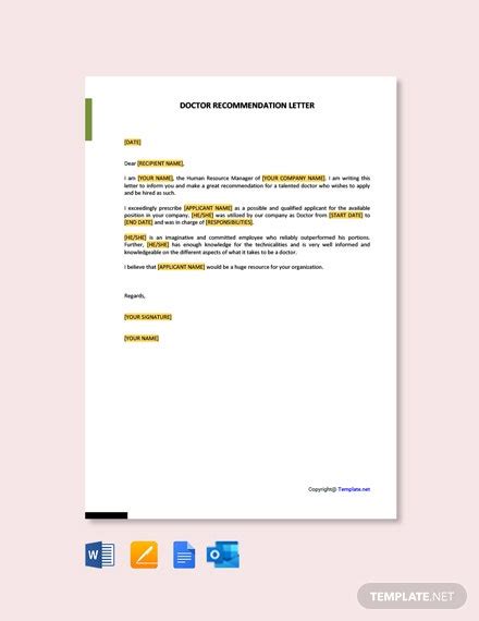 Doctor Recommendation Letter Template Free Pdf Word Doc Apple