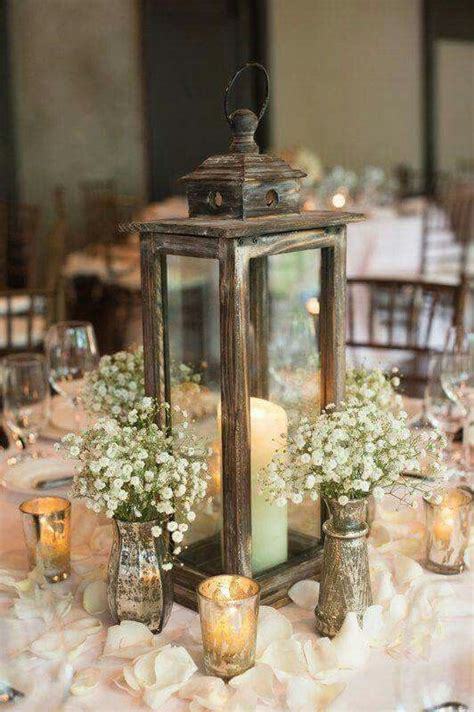 lantern with tealights and fake flower petals, inexpensive center piece