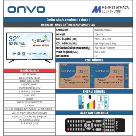 Onvo Ov Ekran Uydu Al C L Android Smart Hd Ready Led Tv