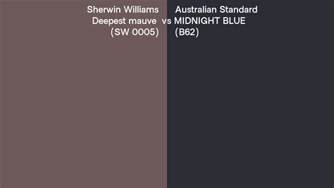 Sherwin Williams Deepest Mauve Sw 0005 Vs Australian Standard Midnight Blue B62 Side By Side