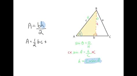 Trigonometry finding missing sides of right triangles. Area of Triangle Using SIN Explanation and Example - YouTube