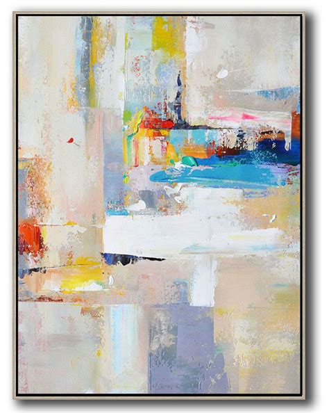 Abstract modern acrylic painting on canvas. Large Abstract Art,Vertical Palette Knife Contemporary Art ...