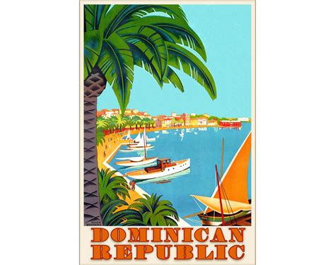 Dominican Republic Hispaniola Caribbean Sea Travel Poster Etsy Uk