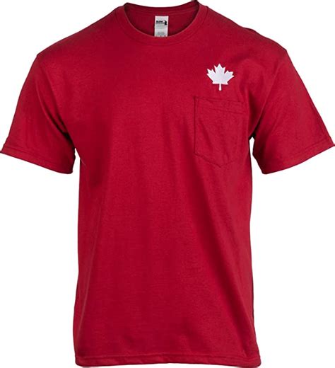 Canada Pride Pocket Tee Embroidered Red Canadian Maple Leaf Men Women T Shirt Uk