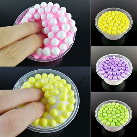 100ml Rainbow Fluffy Crunchy Foam Beads Kids Anti Stress Toys Slime