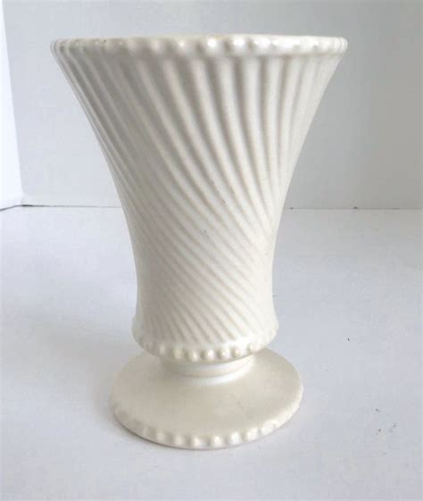 Vintage White Matte McCoy Pottery 6" Swirl Pedestal Vase | Pedestal