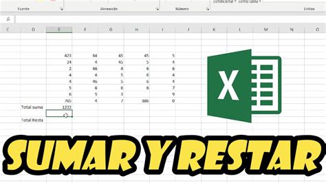 C Mo Sumar Y Restar En Excel F Cil Y R Pido Youtube