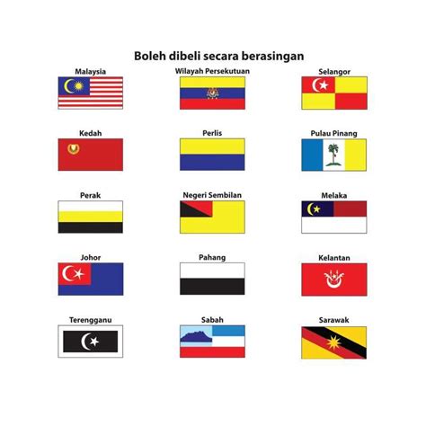 Set 3 X 6ft Polyester Bendera 15 Negeri