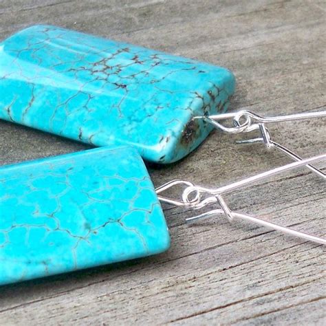 Chunky Turquoise Earrings Large Turquoise Earrings Turquoise Etsy