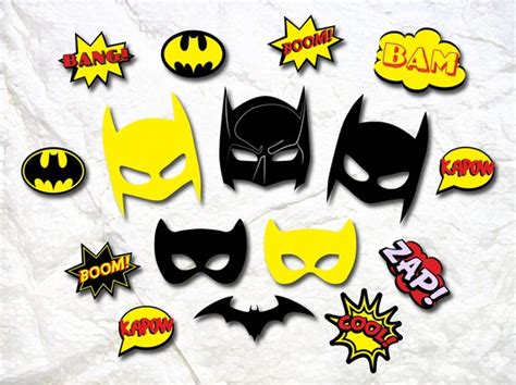 Batman Party Props Batman Printable Masks Birthday Photo Booth Etsy