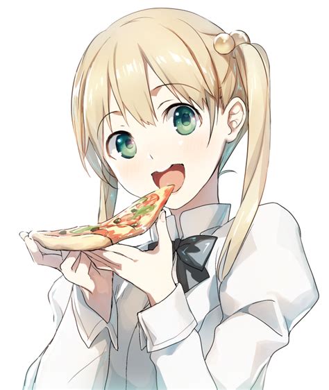 Kawaii Anime Girl Eating Pizza