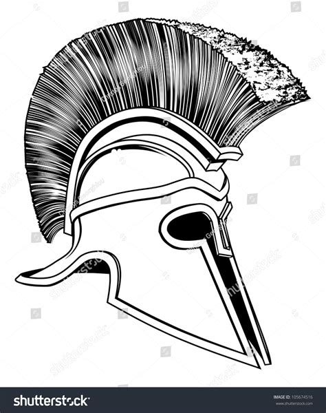 Graphic Of A Bronze Trojan Helmet, Spartan Helmet, Roman Helmet Or Greek Helmet. Corinthian ...