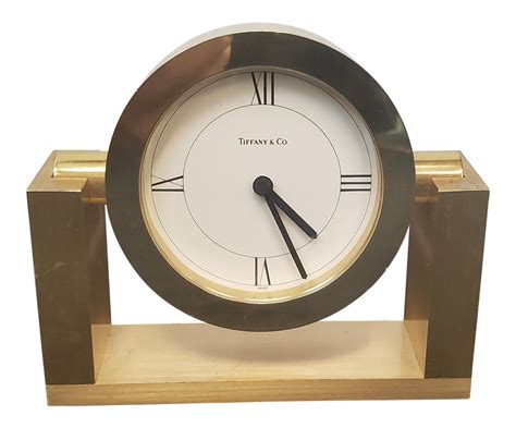 Small Battery Operated Tiffany And Co Brass Swivel Desk Clock 215389