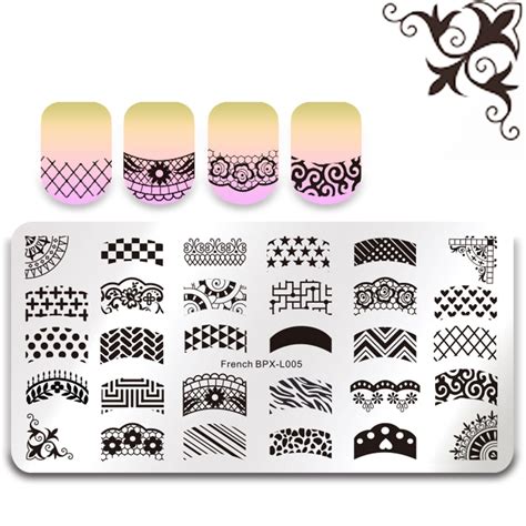 Born Pretty 126cm Rectangle Nail Art Stamp Template Image Plate French