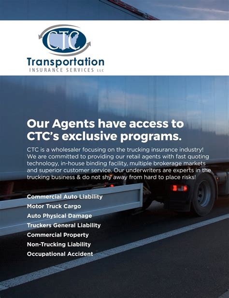 That's why axa offers tailored transportation insurance solutions that protect your goods optimally 10% combination discount on taking out transportation and liability insurance for your company. CTC Transportation Insurance Services ad in Insurance Journal