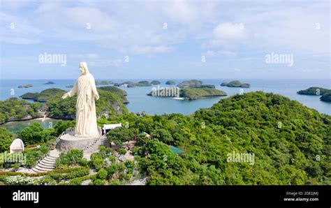 Statue Of Jesus Christ On Pilgrimage Island In Hundred Islands National