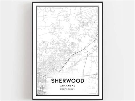 Sherwood Map Print Sherwood Map Poster Wall Art Ar City Etsy