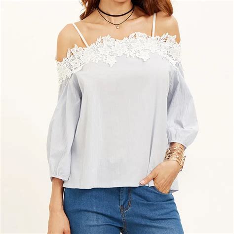 Buy Feitong Off Shoulder Summer Shirts Women Lace Patchwork T Shirt Tops Ladies