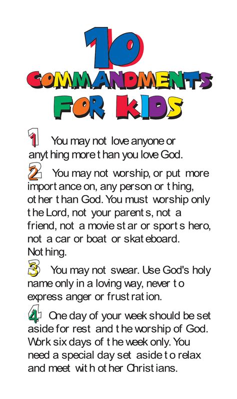 God's 10 commandments are the same for everyone. 10 Commandments for Kids - Open Church Foundation