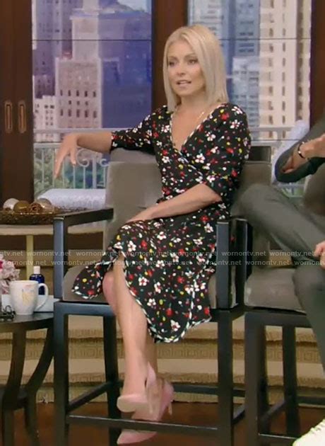 Wornontv Kellys Black Floral Wrap Dress On Live With Kelly And Ryan