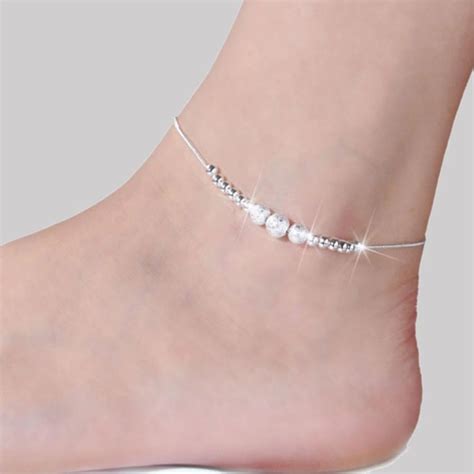 Buy 2017 Women Silver Color Anklet Bead Ankle Bracelet