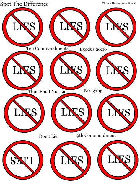 Truly obeying the command to not lie requires changing how we think. Thou Shalt Not Lie Spot The Difference Sheet for kids For ...