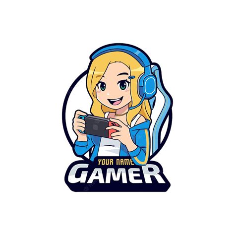 Premium Vector Cute Gamer Girl Playing On Mobile Console Logo Cartoon