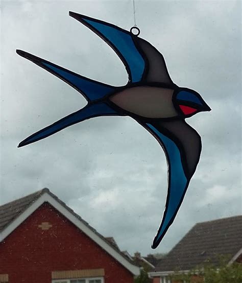 Swallow Bird Of Summer Stained Glass Suncatcher Etsy