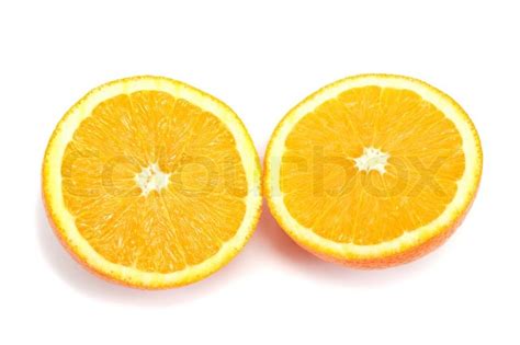 Two Halves Of Orange Isolated On White Stock Image Colourbox