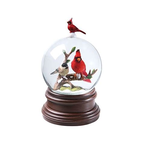 Catalog Classics Red Bird Snow Globe Wind Up Winter Birds Musical