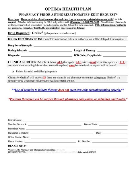 Optima Medicaid Prior Authorization Form Outline Of Medicare Fill And