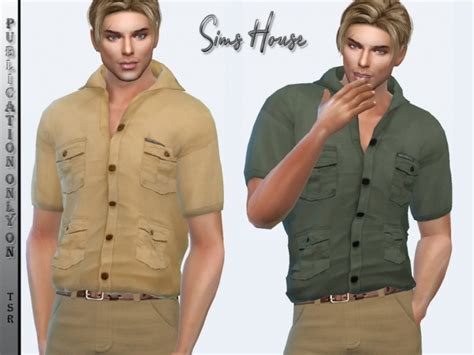 Safari Shirt Tucked By Sims House At Tsr Sims 4 Updates