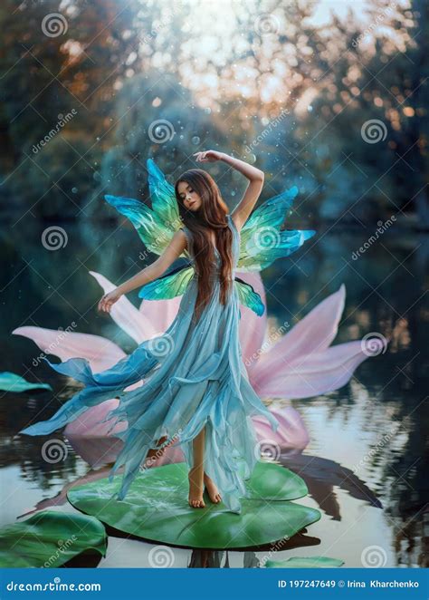 Beautiful Young Fantasy Woman In The Image Of A River Fairy Dances On A