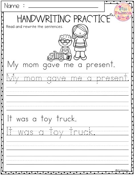 Practice Sheets For Kindergarten Handwriting