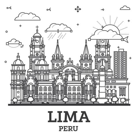 Outline Lima Peru City Skyline With Modern And Historic Buildings
