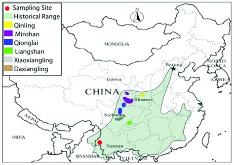 Geographic Distribution Of The Giant Panda The Samples In This Study