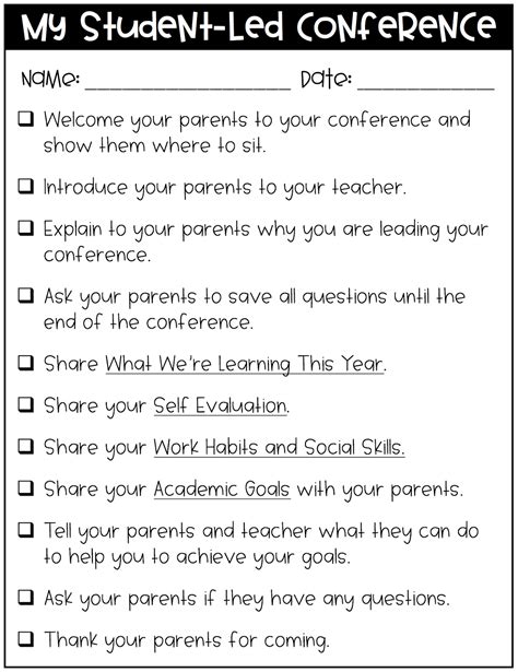 Free Student Led Conferences Templates Printable Templates