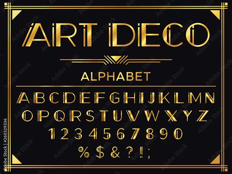 Art Deco Font Golden 1920s Decorative Letters Vintage Fashion