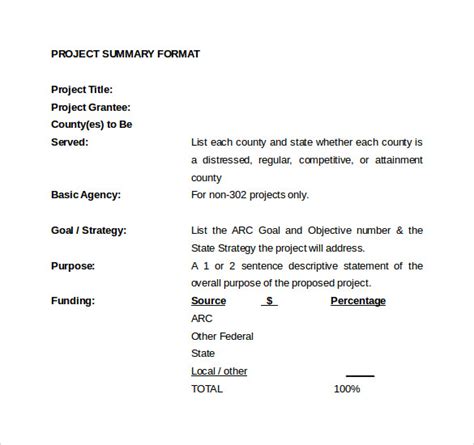 Free 9 Project Summary Samples In Ms Word Pdf