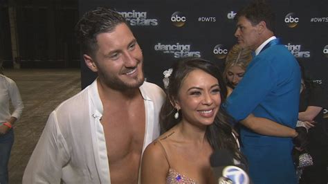 Video Janel Parrish Val Chmerkovskiy Talk Dancing With The Stars Week 4 Abc7 Los Angeles