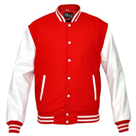 Mens Red Wool With Real Leather Premium Varsity Letterman Jacket Team