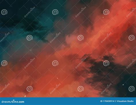 Red And Green Nebula Space Background And Star Field In Space A Nebulae