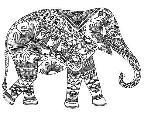 Cara mewarnai gajah pakai adobe photoshop youtube. Gajah dalam Ornament, Gambar Mewarnai untuk Dewasa - murid 17