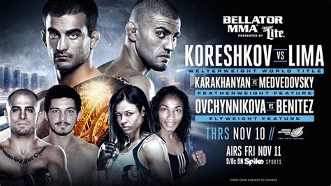 It marks the return of mma to the premium showtime cable network. Bellator 164 fight card complete with Georgi Karakhanyan, Lena Ovchynnikova - MMAmania.com