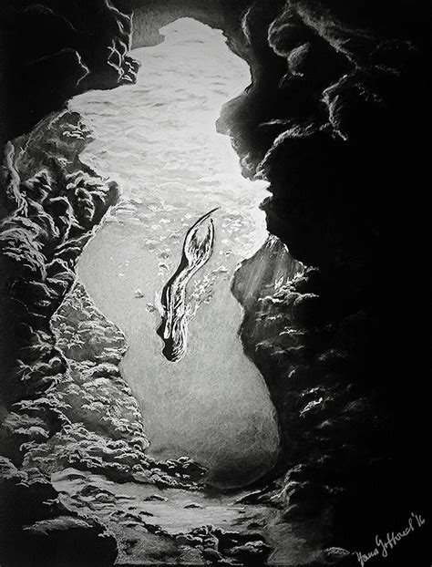 Magical Underwater Cave Drawing By Yana Ford